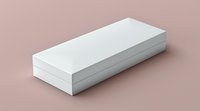 White rectangular box with lid on pink background, perfect for product packaging mockup design. Clean minimal design ideal for branding presentation.