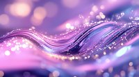 Abstract purple wave with glowing particles and bokeh lights creating dynamic flowing motion for modern digital backgrounds and creative designs.