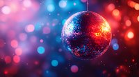 Sparkling disco ball with colorful bokeh lights creating vibrant party atmosphere for nightclub entertainment and celebration events.