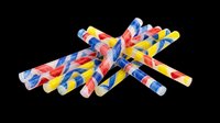 Colorful striped candy sticks pile isolated on transparent background, ready for sticker, clipart, print on demand, sublimation, and t-shirt design use.
