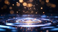 Mesmerizing water ripples with golden bokeh lights and sparkles creating concentric circles on dark surface, magical atmosphere for spiritual designs.