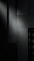 Abstract dark geometric wall with varied metal and textured panels, featuring brushed surfaces and studded details for modern industrial design projects.