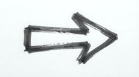 Charcoal drawn arrow pointing right on white isolated background, suitable for web design, presentations, and directional graphics.