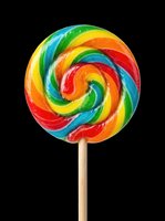 Rainbow swirl lollipop isolated on transparent background, ready for t-shirt design, stickers, clipart, print on demand, and sublimation projects.