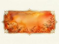 Vintage ornate frame with warm autumn watercolor gradient, decorative floral elements, and ornamental borders on isolated background. Suitable for invitations, labels, and design projects.