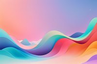 Abstract flowing waves in vibrant gradient colors create dynamic movement against soft pastel background, suitable for modern design projects and presentations.