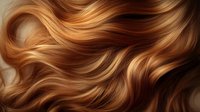 Luxurious flowing golden brown hair with wavy texture and highlights, creating a silky smooth appearance for beauty and hair care advertising.