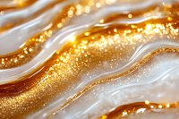 Luxurious gold and white waves with sparkling glitter texture create elegant abstract background pattern for festive designs and luxury branding materials.