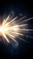 Brilliant golden starburst explosion with radiating light beams against deep space starfield background for cosmic designs and celestial projects.