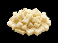 Diced white cheese cubes isolated on transparent background, ready for culinary design, food packaging, recipe graphics, cooking blogs, restaurant menus, and print-on-demand food illustrations.