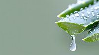 Fresh aloe vera leaf with water droplets and falling drop on soft green background, macro photography showing natural moisturizing properties.