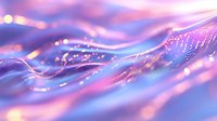 Abstract flowing waves with purple and pink gradient colors creating dynamic digital landscape with glowing particles and smooth curves for modern design.