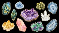 Colorful gemstone and crystal collection isolated on transparent background, ready for clipart, t-shirt design, stickers, print-on-demand products, and sublimation projects.