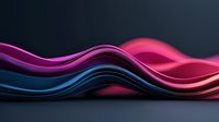 Elegant flowing waves in vibrant pink, purple and blue colors create dynamic abstract composition against dark background. Modern design element for creative projects.