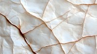 Crumpled white paper with natural fold lines and creases creating abstract geometric pattern and textured surface. Soft beige tones and shadows add depth.