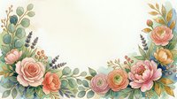 Watercolor floral frame with roses, peonies, ranunculus, and eucalyptus on a light background, perfect for wedding invitations and greeting cards.