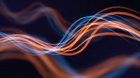 Glowing neon light waves flowing across dark background, creating dynamic energy effect for digital design, motion graphics, and modern visual content.