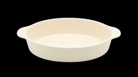 Cream-colored ceramic baking dish isolated on transparent background, ready for culinary design projects, recipe blogs, cooking websites, print-on-demand kitchenware, and food service marketing materials.