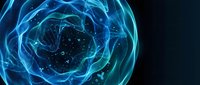 Abstract blue energy spiral with glowing particles and light trails creating dynamic motion effect on dark background for digital art and technology designs.