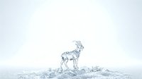 Young goat standing on rocky terrain in misty conditions, isolated on white background for design projects and commercial use.