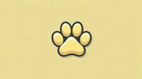 Minimalist dog paw print icon with black outline and yellow fill on pastel yellow background, useful for pet care branding and animal-related designs.