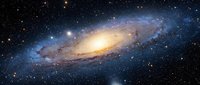 Spiral galaxy with bright central core surrounded by cosmic dust and stars against deep space background for astronomy and science projects.