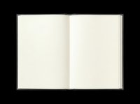 Open hardcover notebook with blank pages, isolated on transparent background. Ready for t-shirt design, clipart, stickers, print on demand, and sublimation projects.
