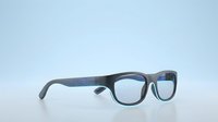 Pair of dark blue eyeglasses with clear lenses isolated on white background, suitable for eyewear advertising, optical store displays, and fashion design projects.
