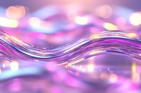 Abstract wavy lines glowing with neon purple and white light against blurred bokeh background create modern flowing design for technology and motion concepts.