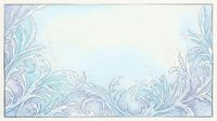 Ornate frost patterns and swirling ice crystals frame a light blue background, creating an elegant frozen border design suitable for winter invitations, greeting cards, and seasonal marketing materials.