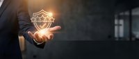 Businessman holding glowing star rating icon with five points, symbolizing customer feedback, quality service, and excellence in business performance and satisfaction.