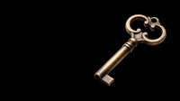 Antique brass skeleton key with ornate bow isolated on transparent background, ready for t-shirt design, clipart, stickers, print-on-demand products and sublimation projects.
