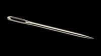 Metallic sewing needle with eye isolated on transparent background, ready for clipart, stickers, print on demand, sublimation, and t-shirt design use.