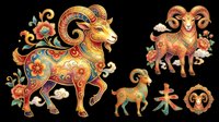 Ornate decorative ram and goat illustrations with intricate floral patterns, isolated on transparent background. Ready for t-shirt design, clipart, stickers, sublimation, and print-on-demand projects.