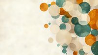 Abstract background with overlapping translucent circles in teal, orange, and cream colors creating a modern bokeh effect. Soft gradient light adds depth and atmosphere.