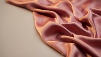 Luxurious silk fabric with flowing folds in warm rose gold tones creates elegant draping texture for fashion and textile design projects.