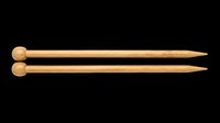 Pair of wooden knitting needles with round ball ends, isolated on transparent background, ready for crafting, design, and print-on-demand projects.