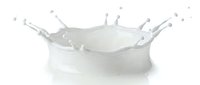 White milk splash with droplets creating crown shape on clean surface isolated on white background for dairy product advertising and beverage marketing.