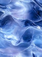 Flowing abstract marble pattern in shades of blue and white creates dynamic swirling effect with glossy liquid texture, suitable for luxury design backgrounds.