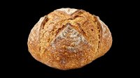 Artisan round loaf with scored crust, isolated on transparent background. Ready for bakery designs, menus, food packaging, t-shirts, print-on-demand products, and culinary graphics.