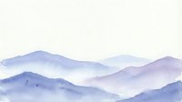 Watercolor mountain landscape with layered purple and blue peaks creating atmospheric depth and tranquil scenery for wall art and home decor projects.