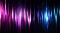 Vibrant pink and blue light streaks create dynamic aurora-like effect against dark background with glowing particles and vertical luminous rays for modern design projects.