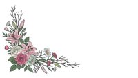 Elegant floral corner arrangement with roses and botanical elements on white background, isolated for wedding invitations and greeting card designs.