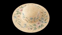Straw sun hat with embroidered floral design, isolated on transparent background. Ready for fashion clipart, t-shirt designs, print-on-demand products, sublimation, and digital craft projects.