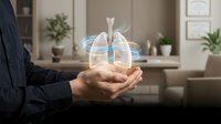 Businessman hands holding glowing transparent piggy bank with coins inside, financial savings and investment concept for business planning and wealth growth.