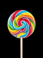 Colorful rainbow swirl lollipop on a stick, isolated on transparent background, ready for stickers, t-shirt design, clipart, and print on demand use.