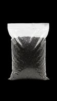 Transparent zip-lock plastic bag filled with dark soil or black granules, isolated on transparent background, ready for stickers, clipart, print on demand, and t-shirt design use.