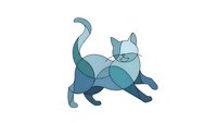 Geometric cat silhouette in teal and blue gradient colors on white background. Modern minimalist pet design for logos, branding and creative projects.