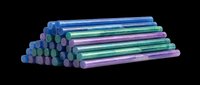 Stacked colored chalk pastels in blue, green, and purple shades isolated on transparent background. Ready for design use on t-shirts, clipart, stickers, and print-on-demand products.
