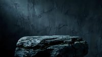 Dark stone podium on textured concrete background with dramatic lighting, perfect for product display, luxury presentation, and moody studio mockups.